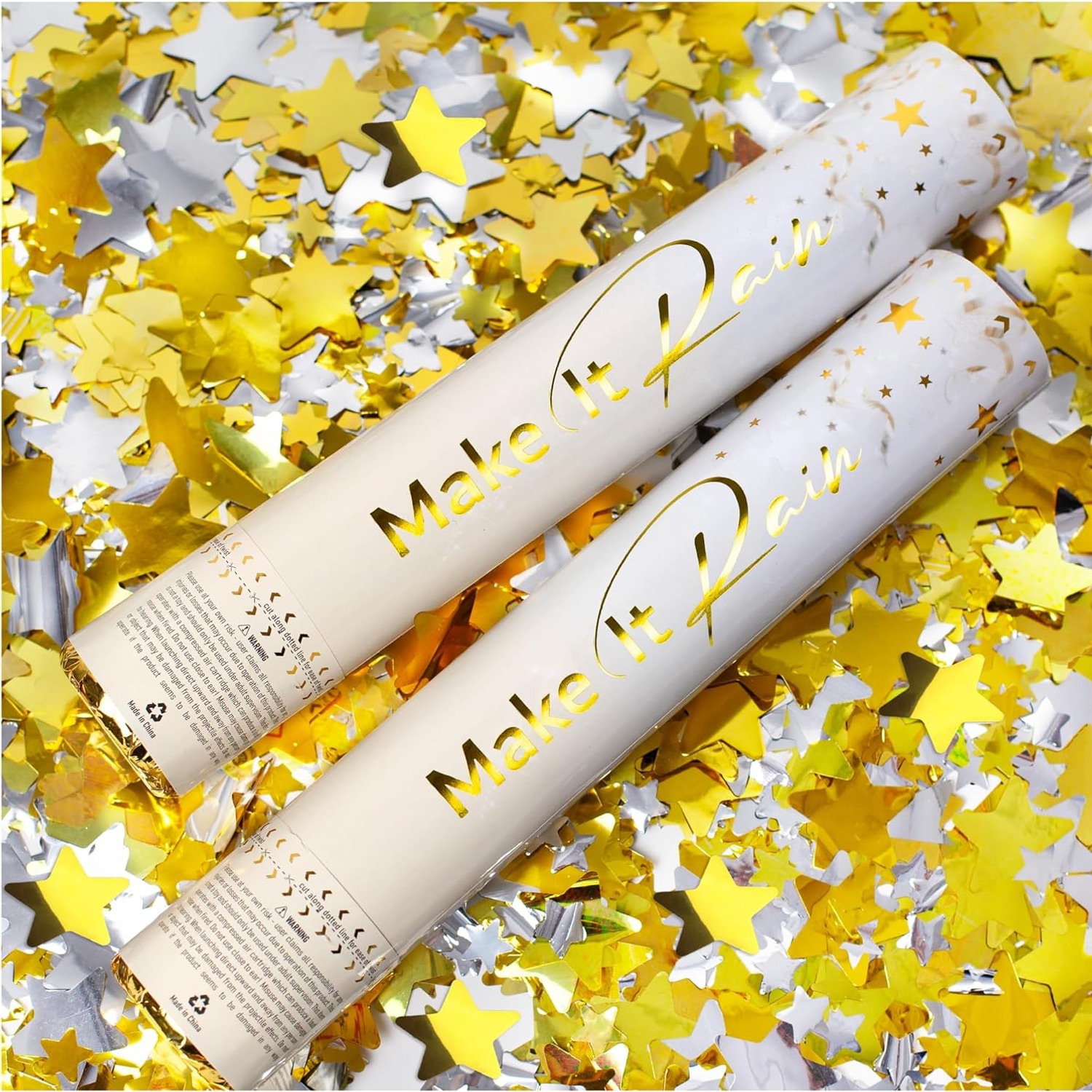 Gold Star Confetti Cannons 2 Pack