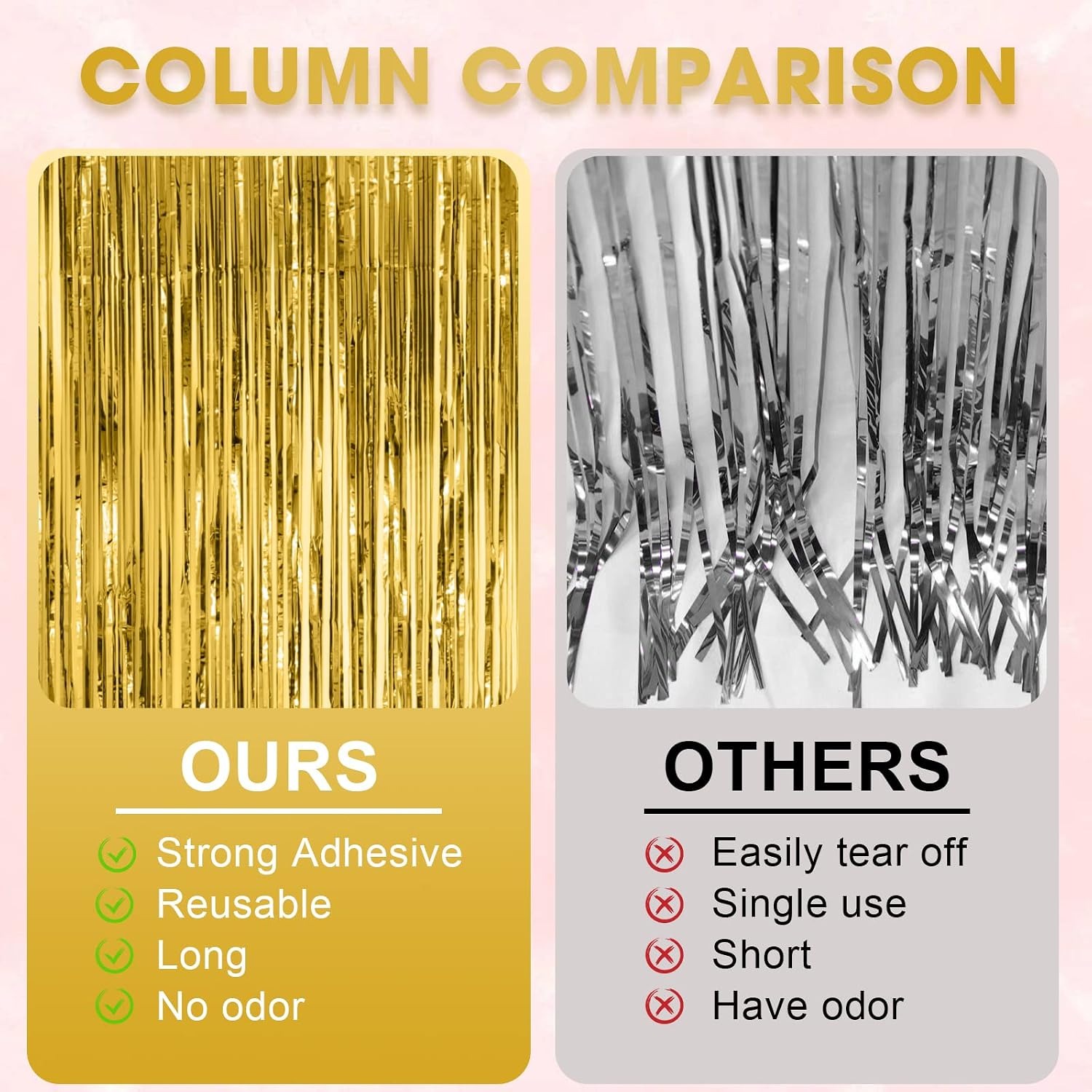 Gold Foil Fringe Curtains 3 Pack