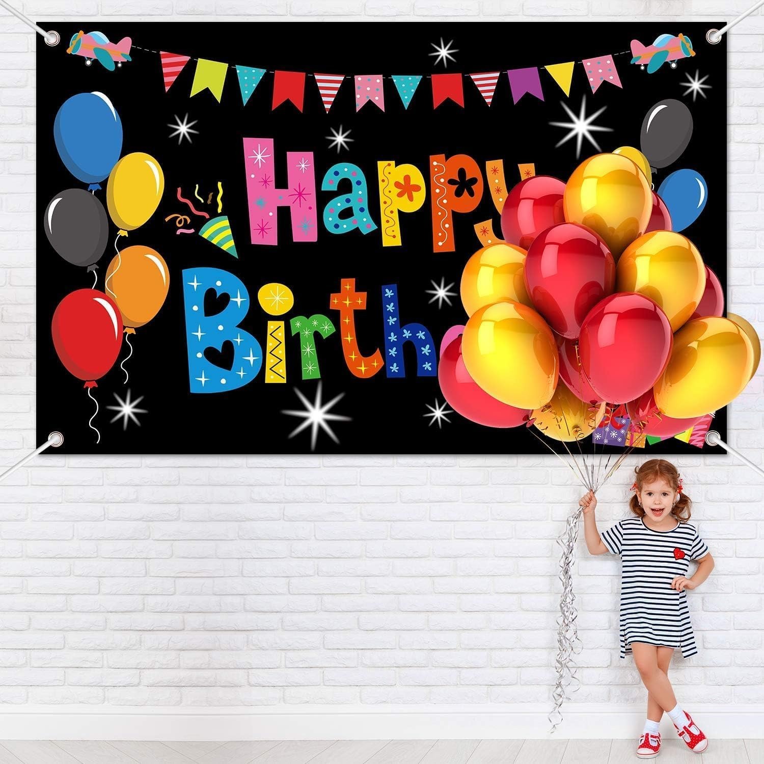 Colourful Happy Birthday Backdrop Banner