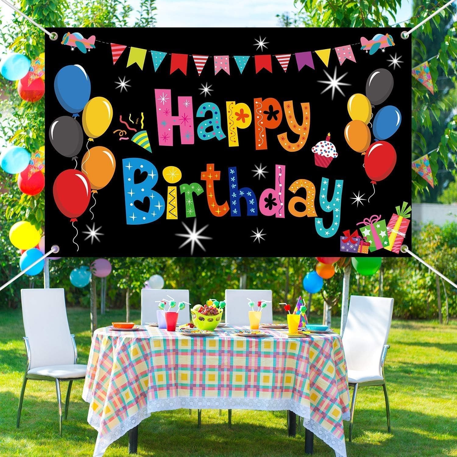 Colourful Happy Birthday Backdrop Banner