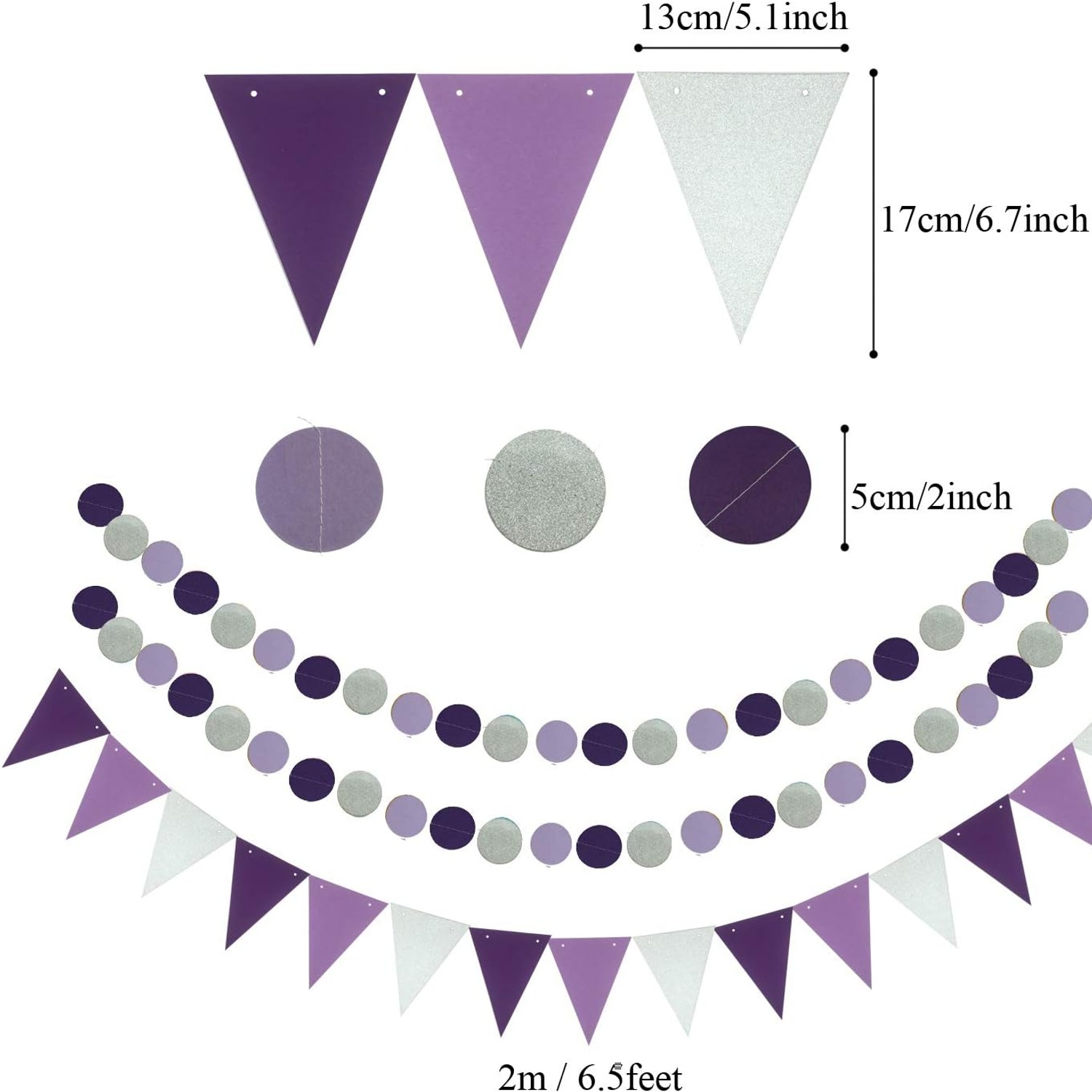Purple Paper Fans and Pom Poms Set