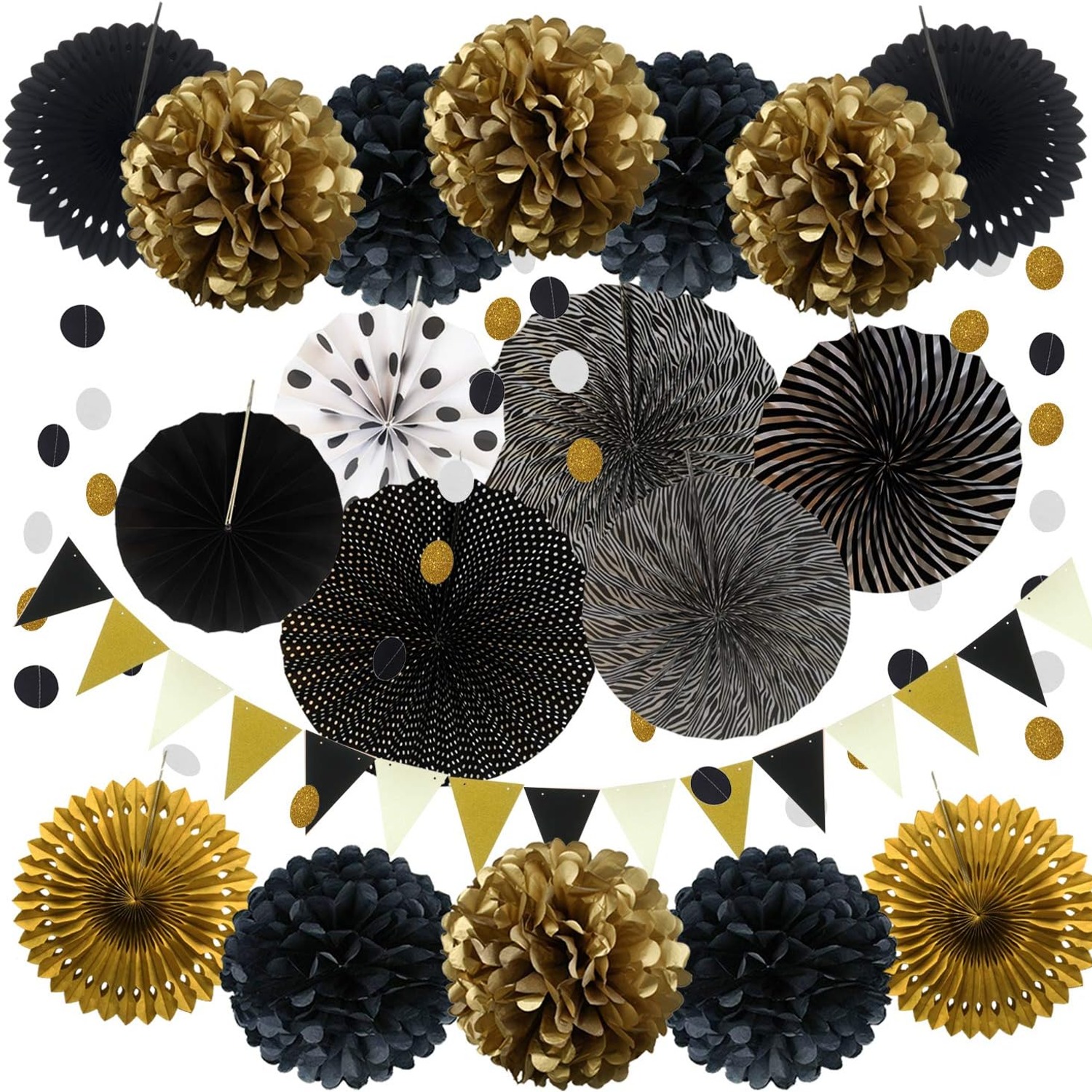 Purple Paper Fans and Pom Poms Set: image 8