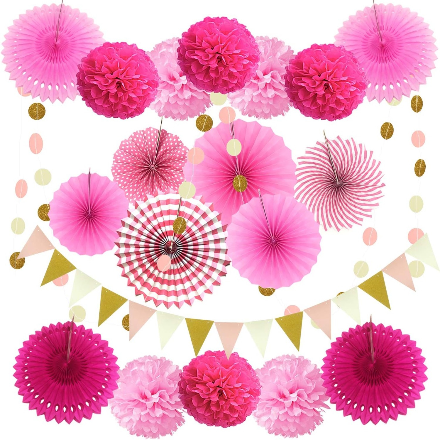 Purple Paper Fans and Pom Poms Set: image 9