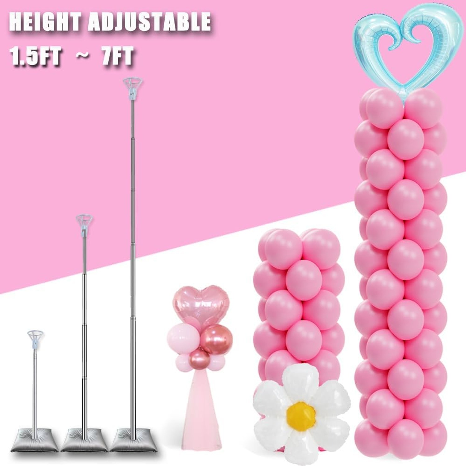 Adjustable Balloon Column Stand Set of 2