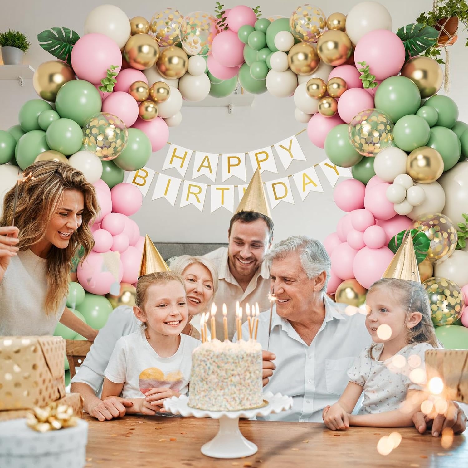 Pink and Green Balloon Garland Arch Kit