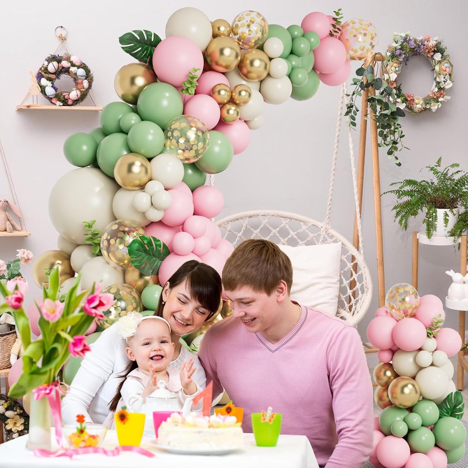 Pink and Green Balloon Garland Arch Kit