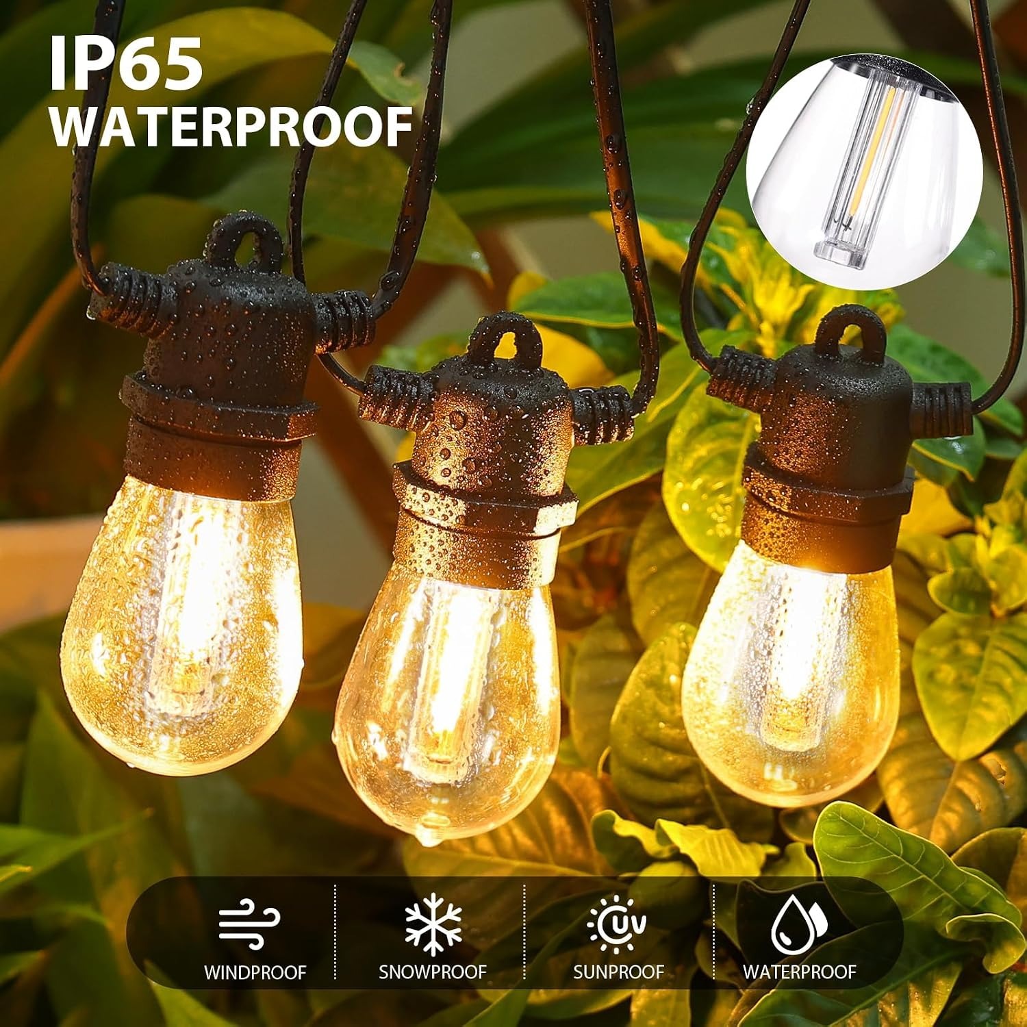 15m Warm White Festoon Lights