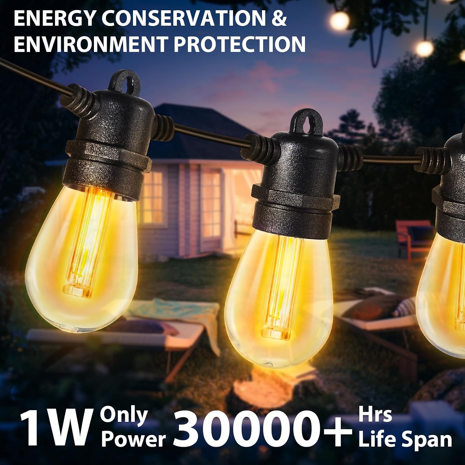 15m Warm White Festoon Lights