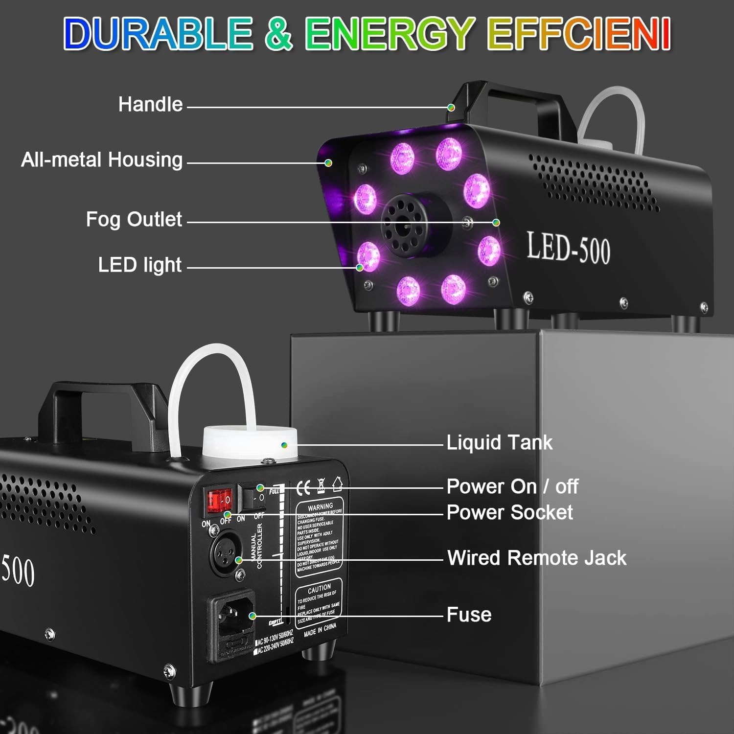 500W Fog Machine with LED Lights: image 4