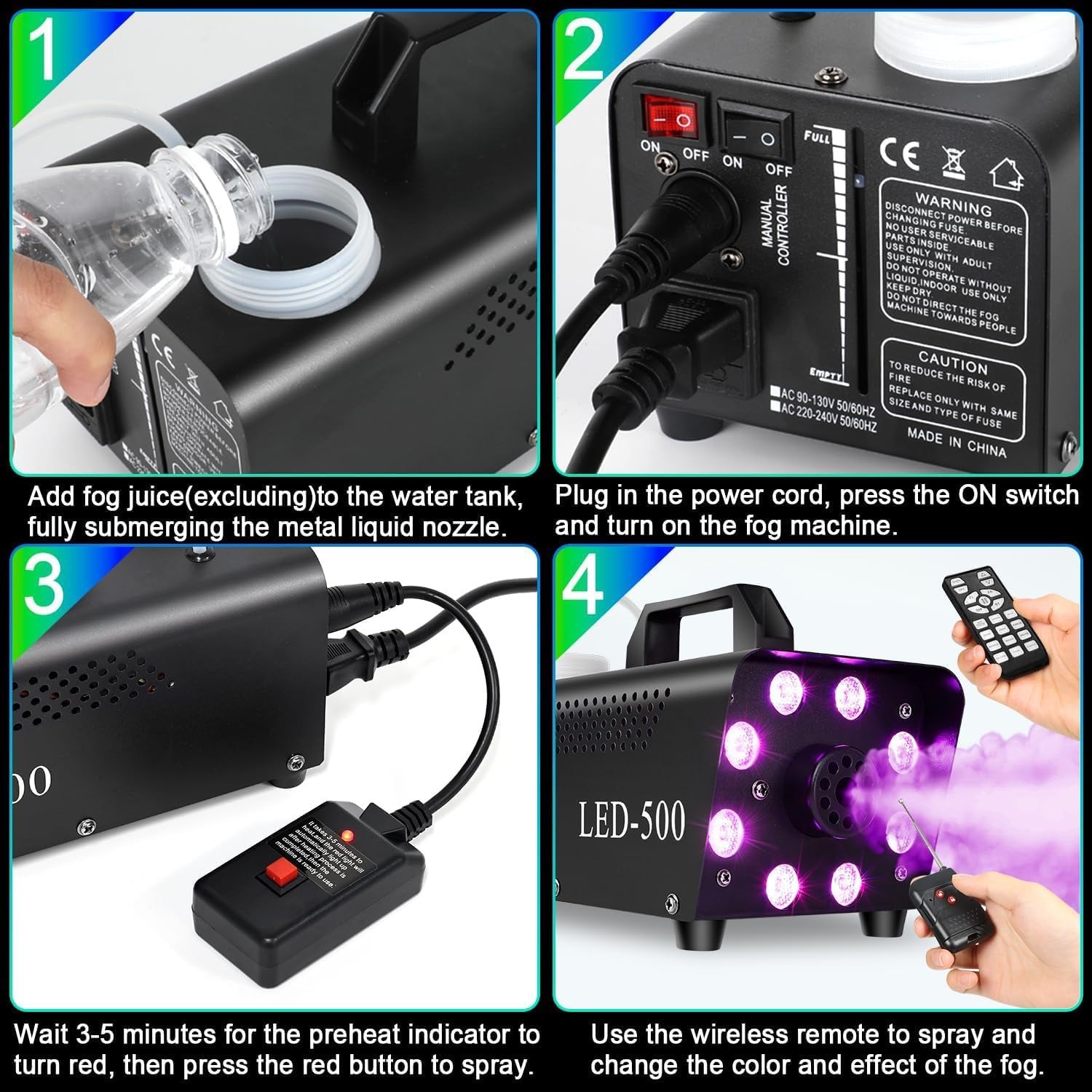 500W Fog Machine with LED Lights: image 5