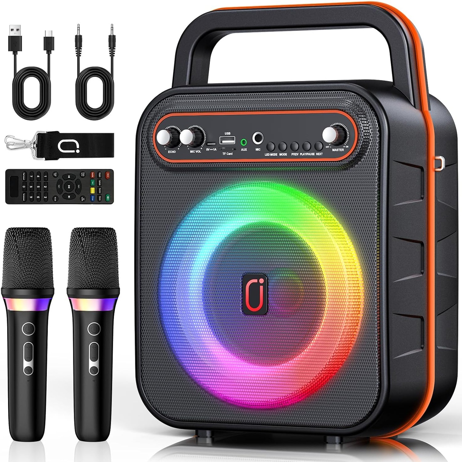 Portable Karaoke Machine with Two Wireless Microphones: image 2