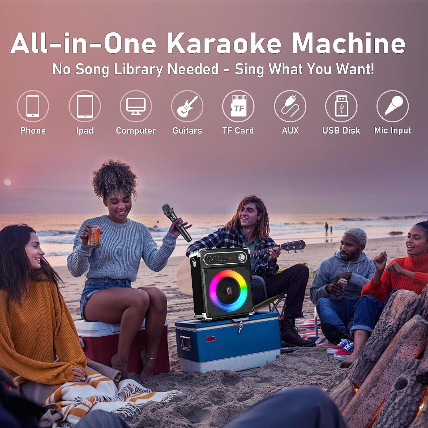 Portable Karaoke Machine with Two Wireless Microphones: image 4