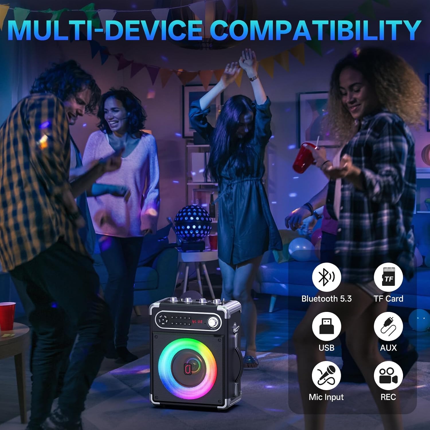 Portable Karaoke Machine with Two Wireless Microphones: image 8