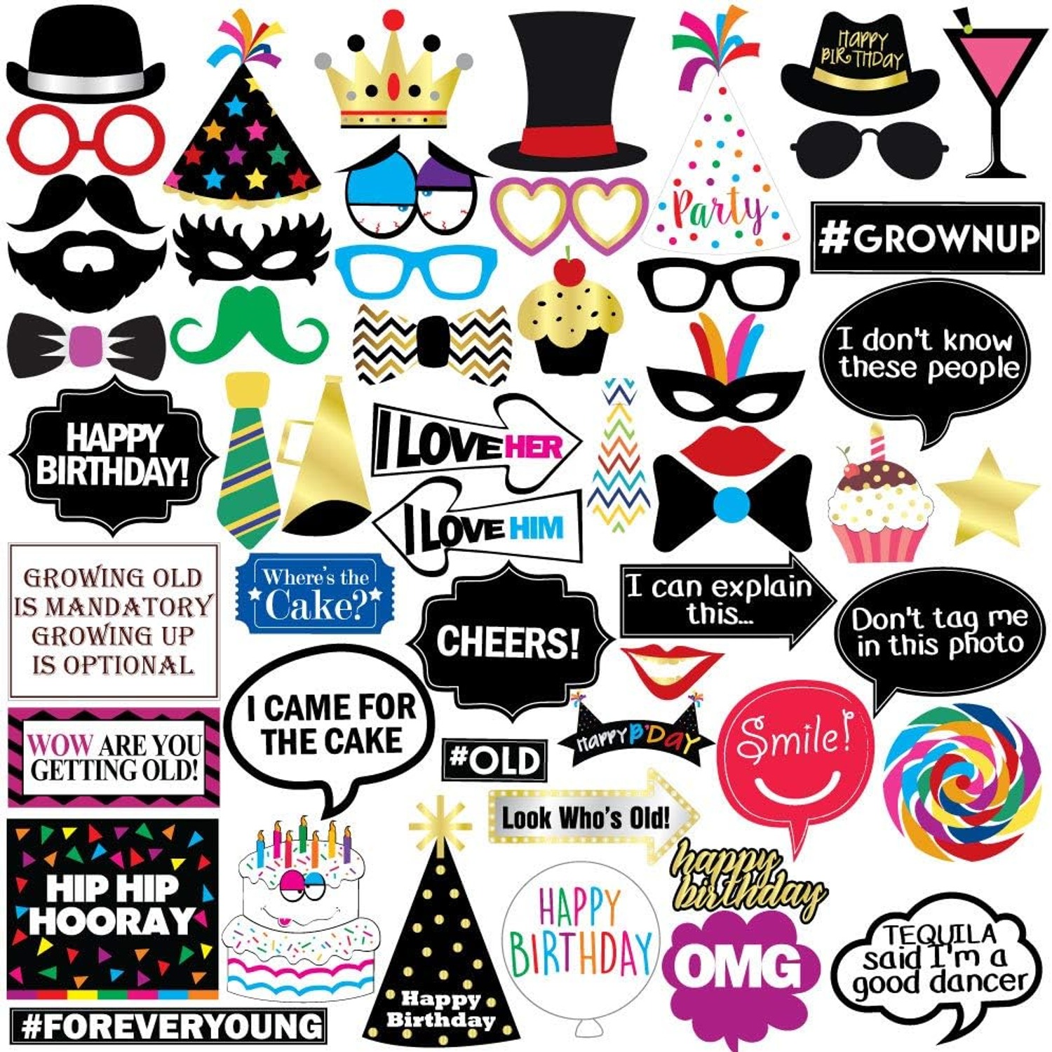 Birthday Photo Booth Props Set