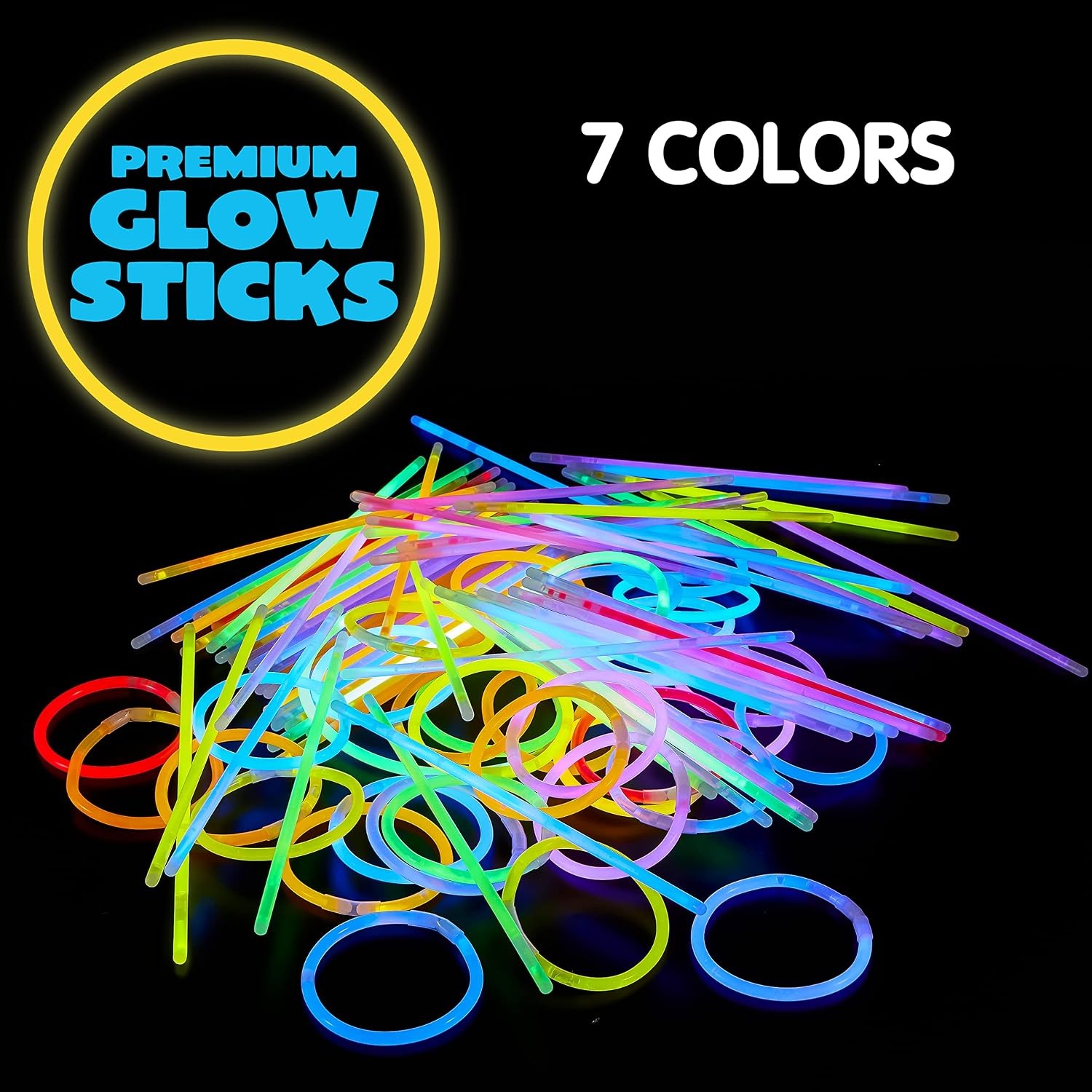 100 Pack Glow Sticks with Bracelet Connectors