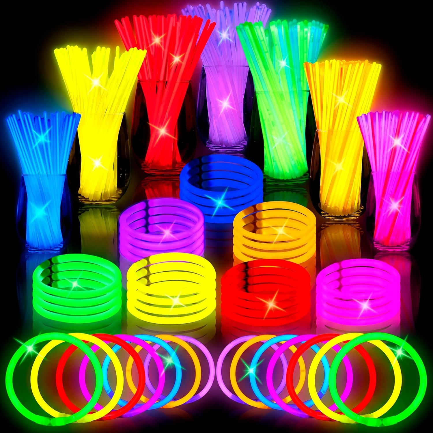 100 Pack Glow Sticks with Bracelet Connectors