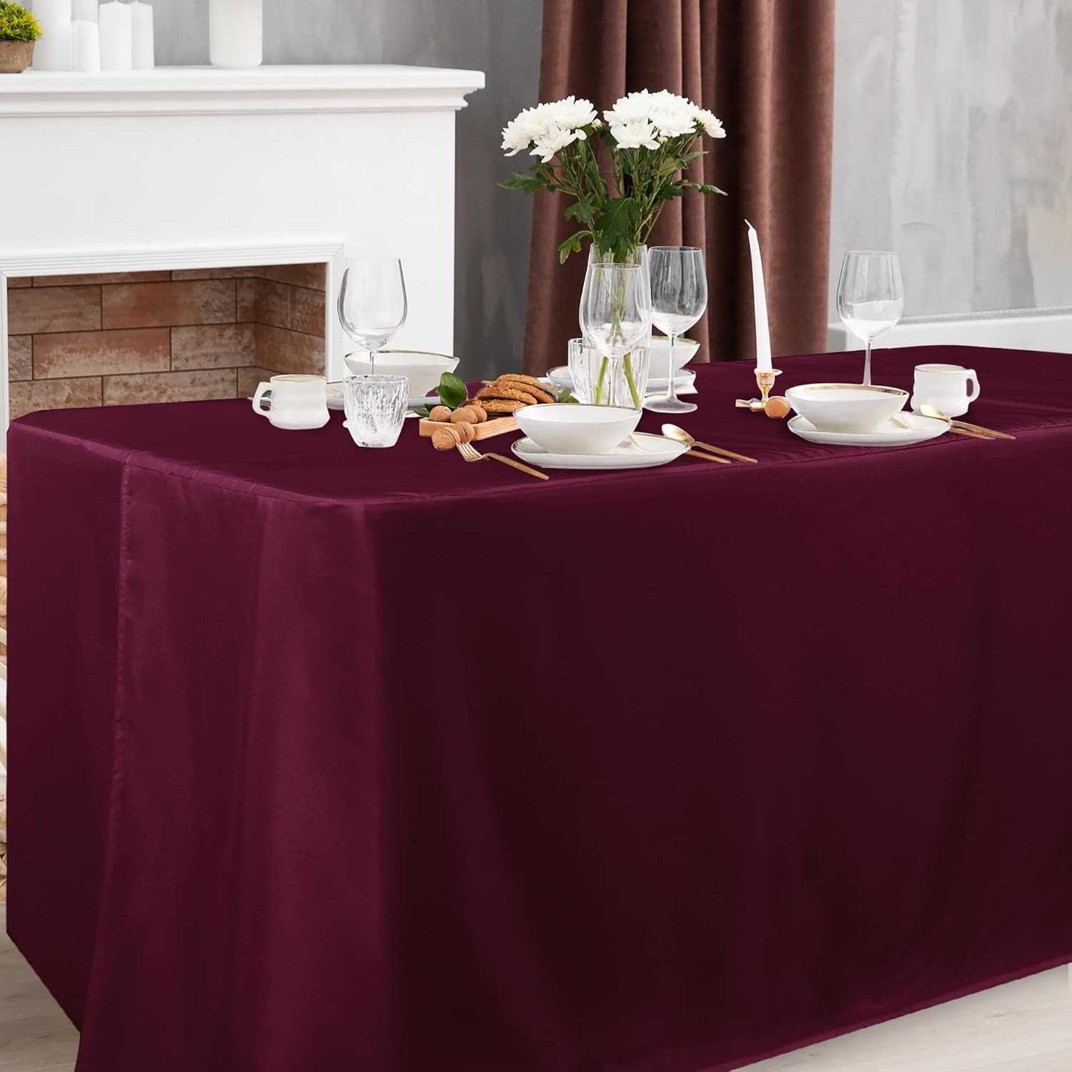 Burgundy 6ft Fitted Table Covers, 2 Pack: image 2