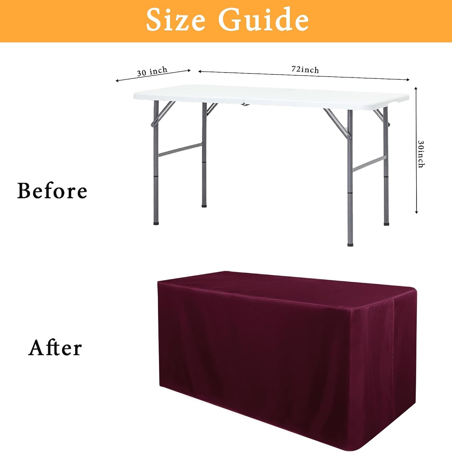 Burgundy 6ft Fitted Table Covers, 2 Pack: image 7
