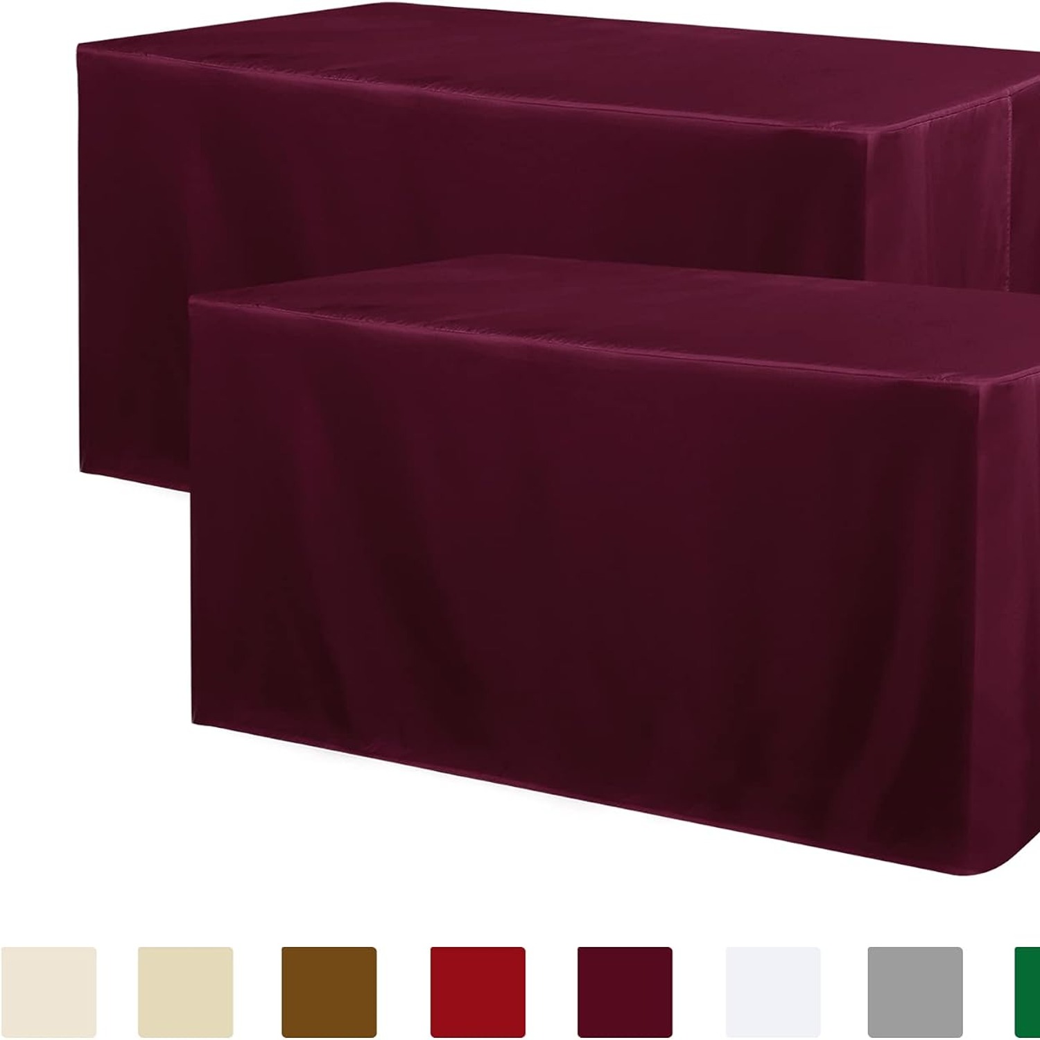 Burgundy 6ft Fitted Table Covers, 2 Pack