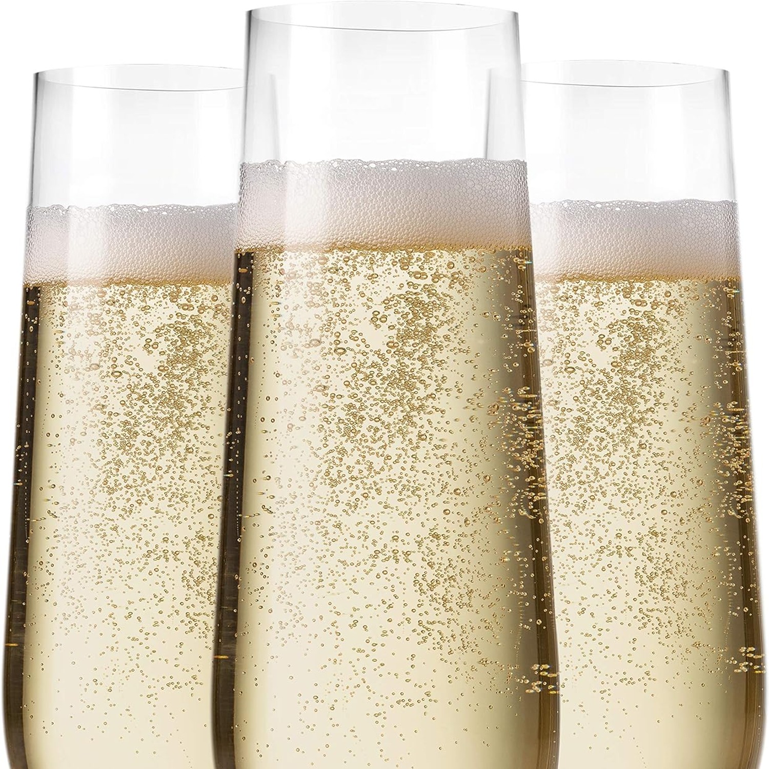 24 Pack Stemless Plastic Champagne Flutes